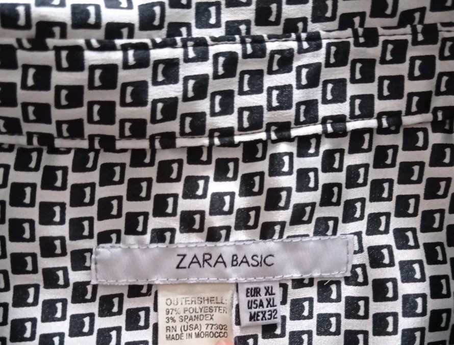 Zara Basic Black White Geometric Button Up Blouse… - image 4