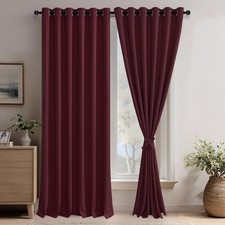 JIUZHEN Burgundy Blackout Curtains with Tiebacks Thermal Insulated, Light Blocki