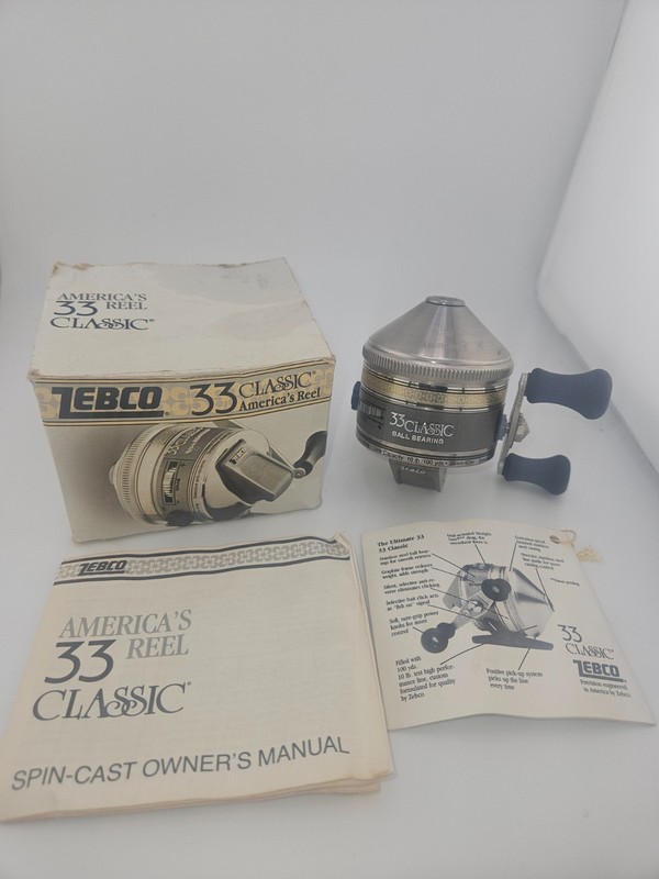 Vintage Zebco 33 Classic Deluxe Spincast Reel CIB Excellent Boxed Specimen