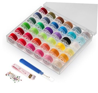 36 Colors Sewing Thread Bobbins with Bobbin Case, SizeA Class 36 Colors (36PCS)