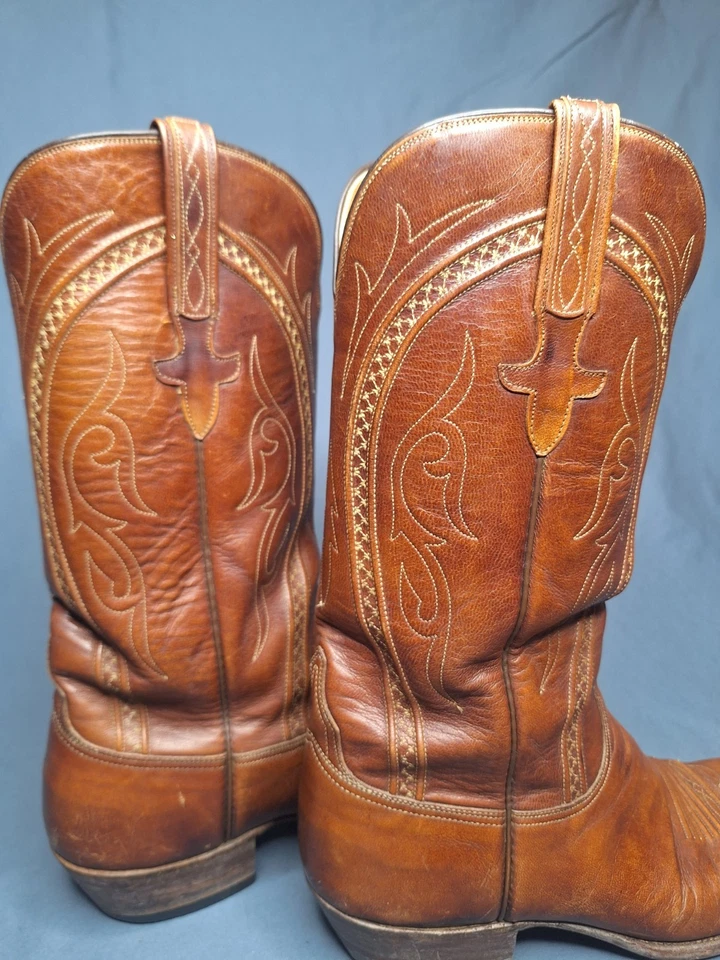 Preciosas botas de vaquero hechas a mano Lucchese marrón castaño, talla 10.5D Foto 3 de 4