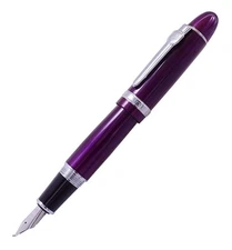 Jinhao 159 Fountain Pen, Fude Bent Nib, Purple Lacquer Silver Trim Big Heavy