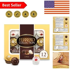 Luxury Assorted Chocolates Gift Box - 12 Counts of Hazelnut, Coconut & Dark