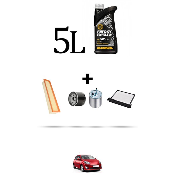 Hoffcar Servicekit 4 Filter Und 5L ÖL FüR Renault Twingo Ii 1.5 Dci 48Kw Ab-image