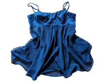 VINTAGE Victoria  s Secret Navy Blue Babydoll Chemise Teddy Slip Sz Medium