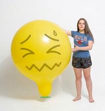 1x Big JUMBO Cattex 45+ pulgadas **impresión emoji pop** *amarillo* globo grande solitario