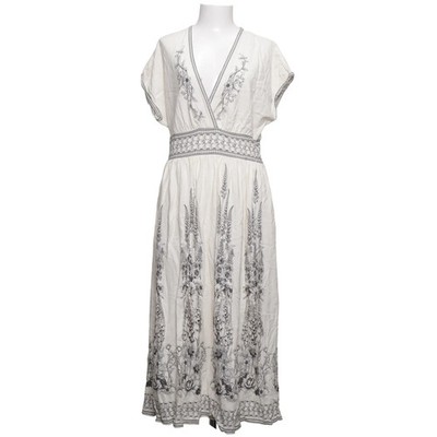 Max Studio, Maxikleid, Größe: XL, Weiß/Schwarz, Baumwolle/Leinen/Viskose #Boh