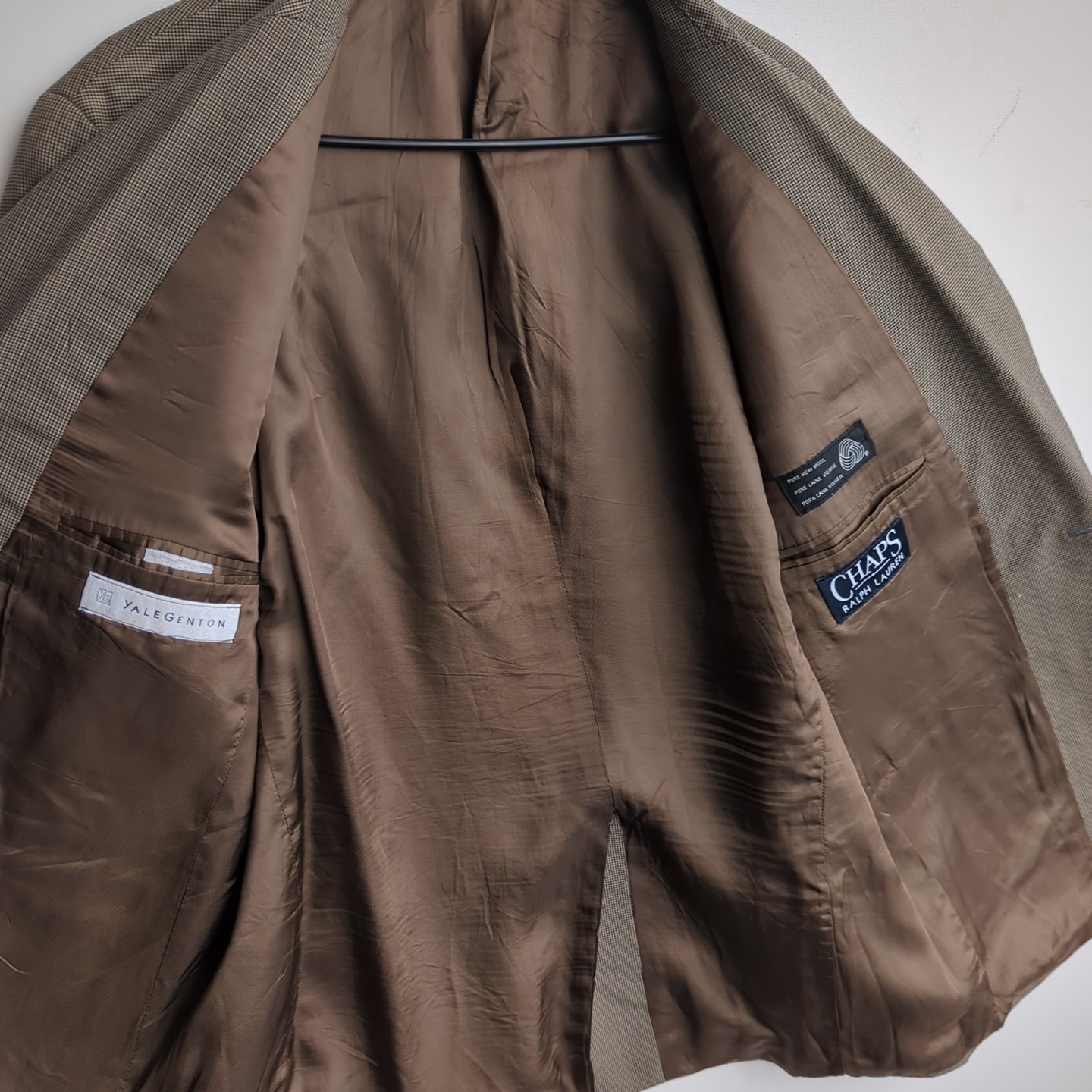 CHAPS RALPH LAUREN Vtg Brown Houndstooth BLAZER SUIT COAT JACKET Men's 42R