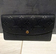 Louis Vuitton Black Monogram Leather Envelope Wallet Snap  Zipper Coin Pocket