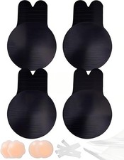 2 Pair Push Up Adhesive Sticky Bras Backless Strapless Dress w/ Nipple Pasties