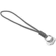 8" Paracord Neck Keychain with Flat Key Rings Braided Lanyard Black White