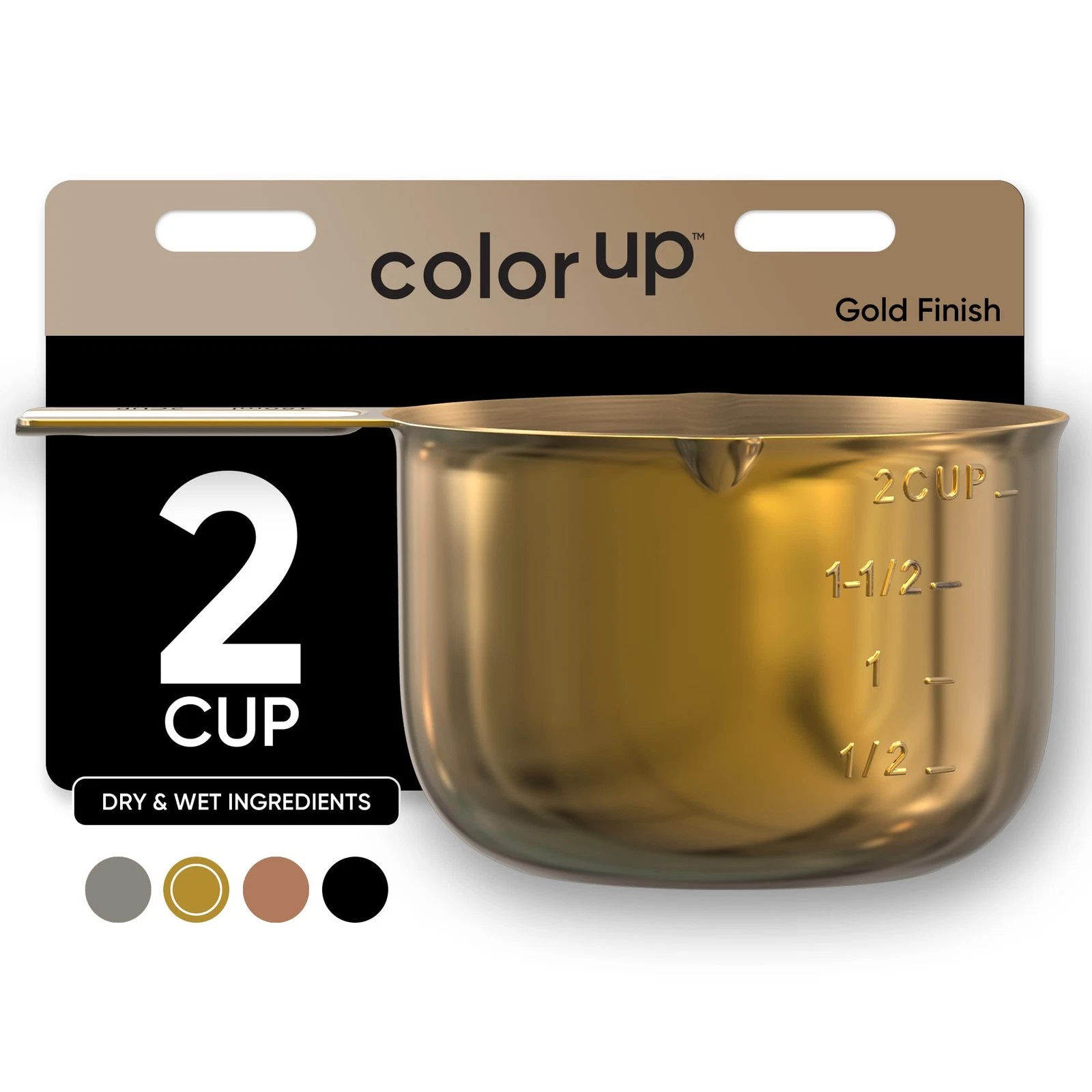2 Cup Measuring Cup, 480ml Gold Stainless Steel Metal Measuring Scoop, Easy-P...
