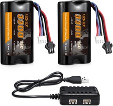 7.4V Li ion Battery 3300mAh High Capacity RC with SM 2P Plug 2S Rechargeable