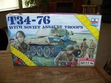 New ESCI ERTL T34-76 w/Soviet Assault Troops 1:72 Model Kit #8626 Made England