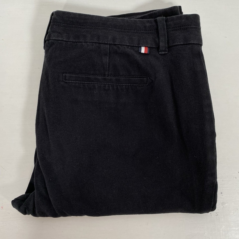 Tommy Hilfiger Womens Faded Black Chino Stretch Cop Pants Size 10 Good Worn