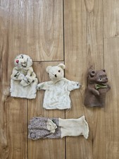 VINTAGE SET OF 1950'S FAUX FUR TIGER AND BEAR RUBBER BEAR HAND PUPPETS STEIFF