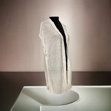 In Cashmere 100% Linen White Cardigan Sm Light Airy Lagenlook Hobo Cottagecore