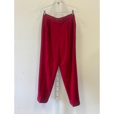 Talbots Vintage Red 100 Wool Pleated High Rise Tapered Trousers 8 Made in USA