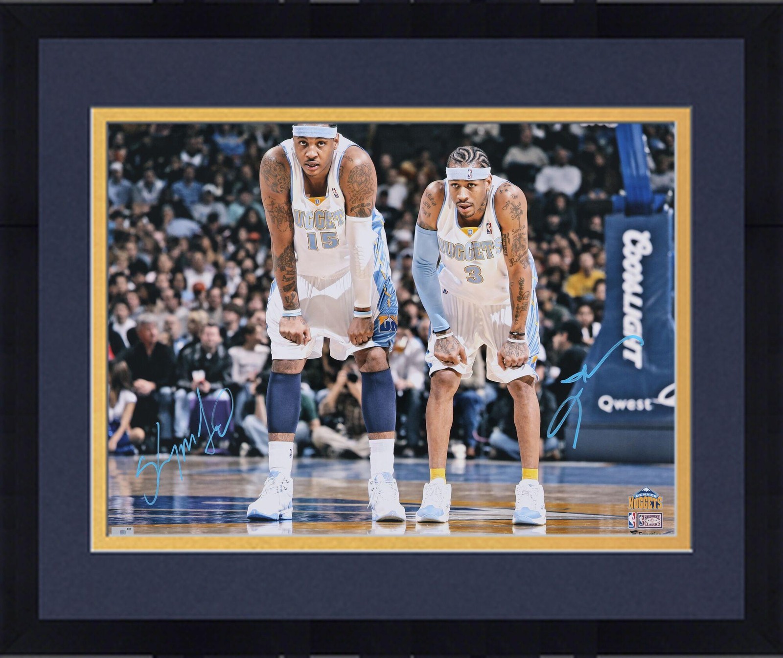 Allen Iverson Autographed Signed Denver Nuggets Framed Carmelo Anthony & Nuggets 16x20 On Court Photo 
