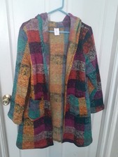 Womens Cardigan Of Many Colors NWOT Tags Soft, Long, Polyester No Buttons Sz L