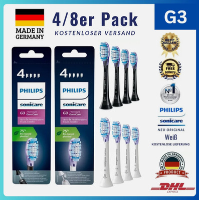 4/8 Stück Philips Sonicare G3  HX9044/33 Premium Gum Care Aufsteckbürsten DE