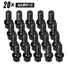 20x Radschrauben Radbolzen M14x1,5 28mm Kugel Schwarz für VAG VW Audi Seat SKoda