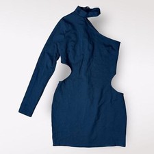 Urban Outfitters NWOT Crawford Asymmetrical Cutout Mini Dress Size L Black