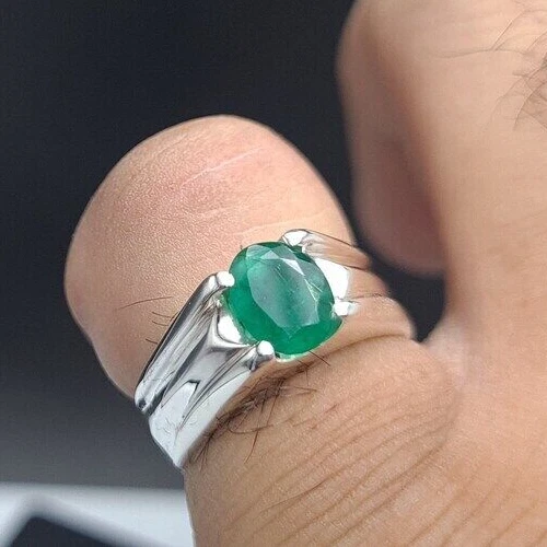 Emerald Green Sterling Silver Engagement Ring With Twist Band – shine of  diamond