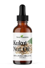 100% Organic Kukui Nut Oil, Imported From Hawaii, 2oz Glass Bottle, Cold-Pressed