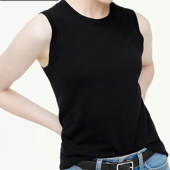 NWT J. Crew 100 Cotton Black Knit Shell Sweater Tank M eBay