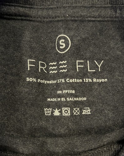 FREE FLY Men’s Small Long Sleeve Logo Spellout Graphic T-Shirt - Heather Grey - Picture 10 of 10
