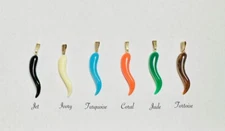 Vintage 1970s German Made 14K Yellow Gold Filled & Plastic Italian Horn Pendant