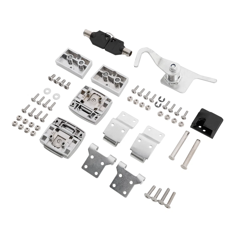 Chrome Luggage Trunk Latches Hinges Lock For Harley Electra Glide 88-13 - Image 4 of 4