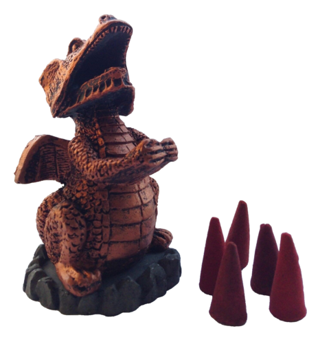 DRAGON Incense Cone Holder + 5 FREE CONES - Watch It Breathe Smoke! - Picture 1 of 1