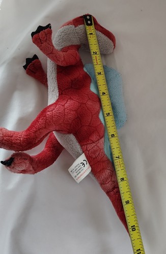 K & M 2004 Spinosaurus Dinosaur Plush Stuffed Toy 10" Blue Red Velour Fin - Picture 8 of 9
