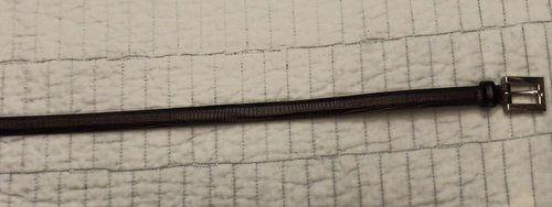 Women's Lg Harold's Black Leather Reptile Pattern Skinny Belt Made In Italy - Picture 4 of 13