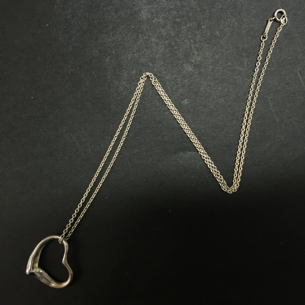 TIFFANY&CO. Silver 925 Elsa Peretti Open Heart Pendant Necklace/3AF0191