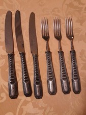 Antico set 6 posate Solingen da dessert liberty - Manico in lamina d'argento 800