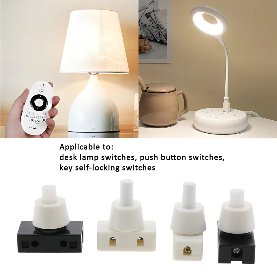 4pk 250V 10A Miniature Push Button Switch Power Switch Table Lamp Light Switch - Image 3 of 4