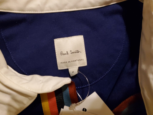 NWT Paul Smith Long Sleeve Polo Cotton Men's Shirt Blue Green Brown size Medium - Picture 6 of 9