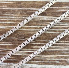 VINTAGE STERLING SILVER 925 BOX 1.5mm CHAIN LINK NECKLACE 24.25" STAPLE LAYER