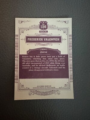 2014 Panini Golden Age #136 Frederick Valentich | eBay