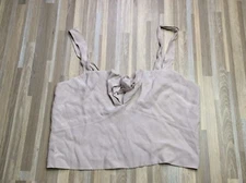 H&M Womens Size 10 Beige Taupe Tank Cropped Crop Top Blouse Boho Chic Festival
