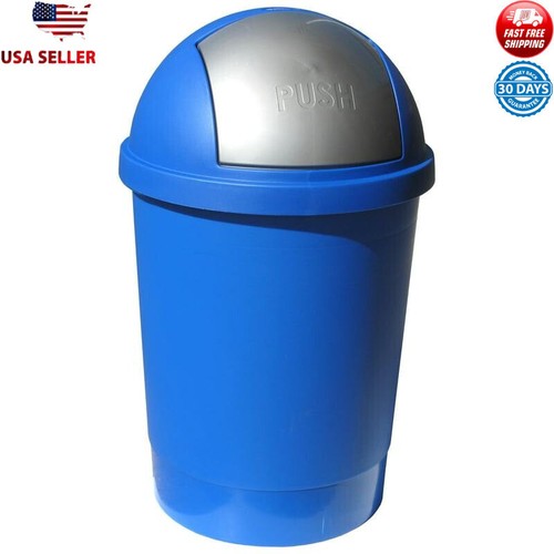 Swivel Lid Waste Bin 13.2 Gal Garbage Can & Wastebasket Auto Close Bathroom Blue