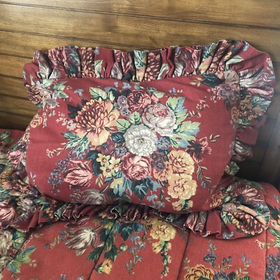 Vintage RALPH LAUREN Aylesbury Red Floral 3 Pc Full/Queen