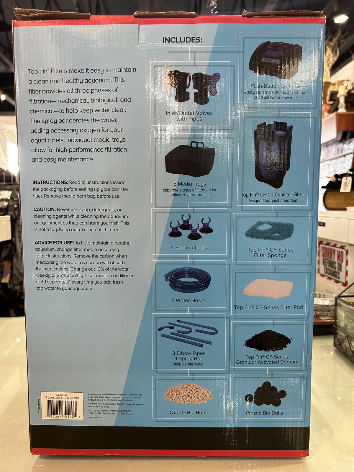 Top+Fin+Cf100+Canister+Filter+5+Stage+Filtration+System for sale online