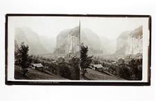 Suisse Valle De Lauterbrunnen Placa Estéreo Lachenal Y Favre Vintage Ca 1865