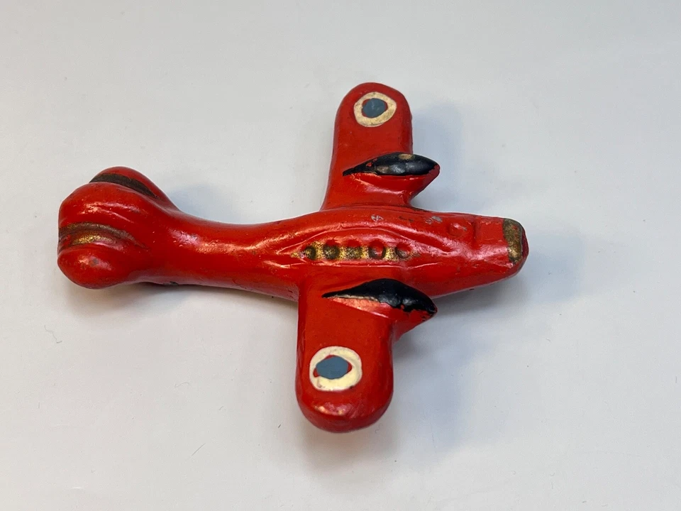 1930 Antiguo Redware Cerámica Arte Popular Ocarina Silbato Figura Avión Avión Foto 4 de 4