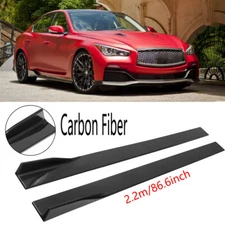 For Infiniti Q50 Q60 Q70 Q80 G37 Side Skirts Lip Rocker Panel 86.6" Carbon Fiber