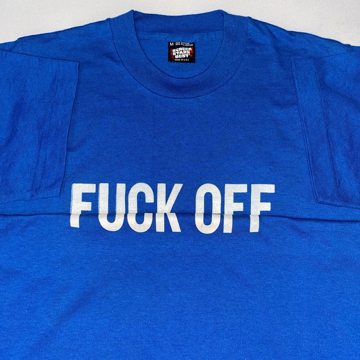 Vintage 90s Humor Quote Fold Up T-shirt Size M Blue Single Stitch